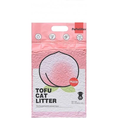 【PoPoLitter】 Cat Litter Tofu Cat Litter Best Cat Litter Natural Clumping Tofu Cat Litter 5.5lb/88oz 5 Scents (Peach, 1 Pack)