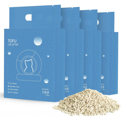 【PoPoLitter】Tofu Litter for Automatic Cleaning Litter Boxes, 4 Pack of 3.8 lbs, 15.2lbs total-Suitable for Multi-Cat, Highly Absorb Kitty Litter, Easy Clumping Cat Litter for Self Cleaning Cat Litter Box